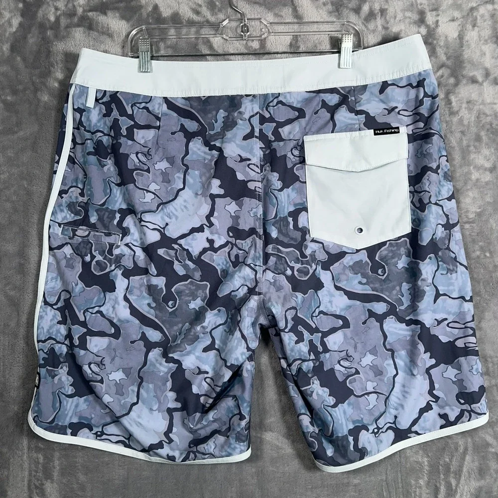Huk Current Camo Classic Board Shorts Mens 40 New Blue Shorts Fishing Trunks
